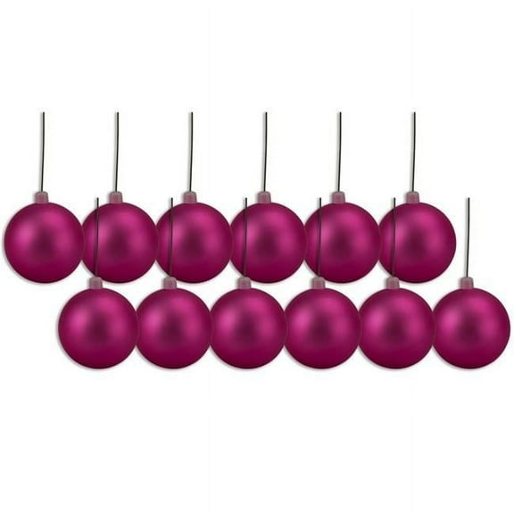 Queens of Christmas ORN-BLKM-100-PI-12PK 4 in. Matte Ball Ornament with Wire, Pink - Pack of 12