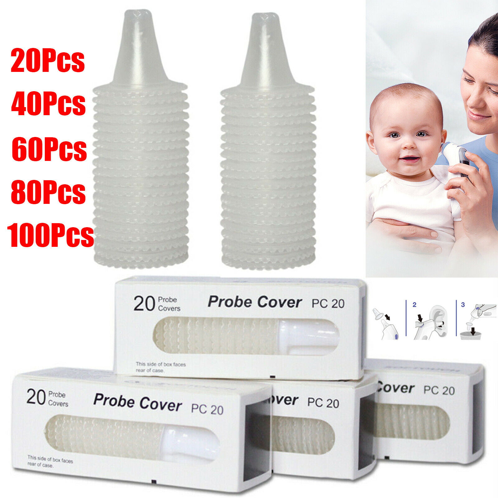 40 New Braun Probe Covers Thermoscan Ear Thermometer Replacement Lens Filter Cap 