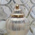 thumbnail image 3 of Guardoinrt Ceramic Electroplating Phnom Penh General Jar Striped Decor Table Gold Edge Hallway Crafts Kitchen Dining Hall Vase, 3 of 6