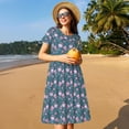 thumbnail image 4 of Balery Tulips Flowers Pattern Womens Dresses Loose Short sleeve Sundresses Swimsuit Coverup 2025 Summer Casual Dress for Women - A-Line Swing Dress, 4 of 6