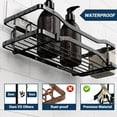 thumbnail image 4 of TINANA Bathroom Shower Caddy , 2 Pack Stainless Steel Adhesive Shelves with Hooks, Toothpaste & Soap Holder, No Drilling Rustproof Bathroom Shower Organizer for Shower Storage Black, 4 of 6