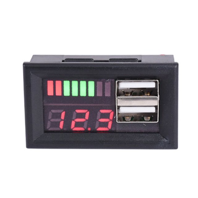 Rosie LED Digital Voltmeter Voltage Meter Volt Tester Dual USB 5V 2A For DC 12V Car 1 Pack