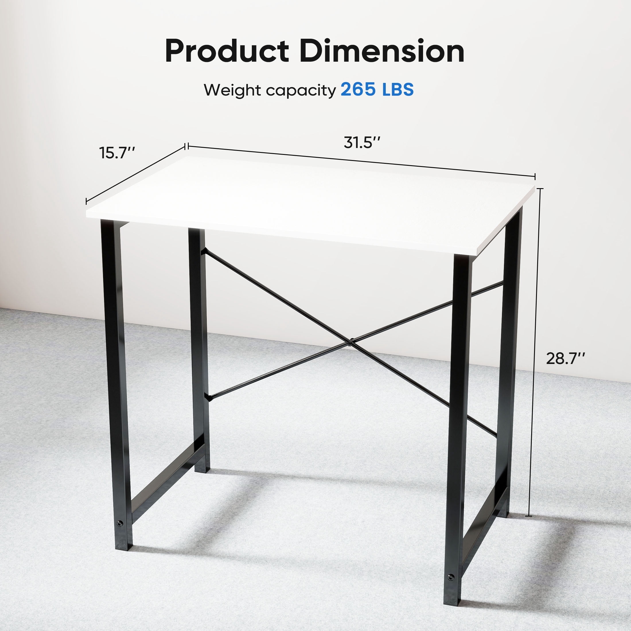 CONCETTA Computer Desk 31 Inch, Simple Farmhouse Table With Storage Bag & Headphone Hooks, White