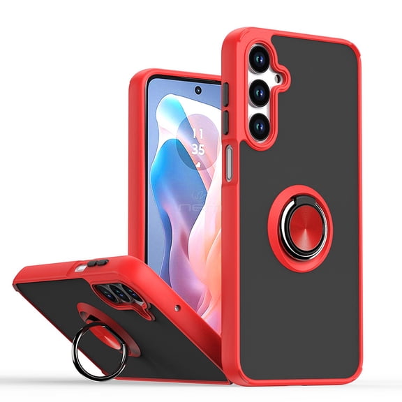For Samsung A16 5G SM-A166 O-Ring Kickstand Cover Cell Case - Red