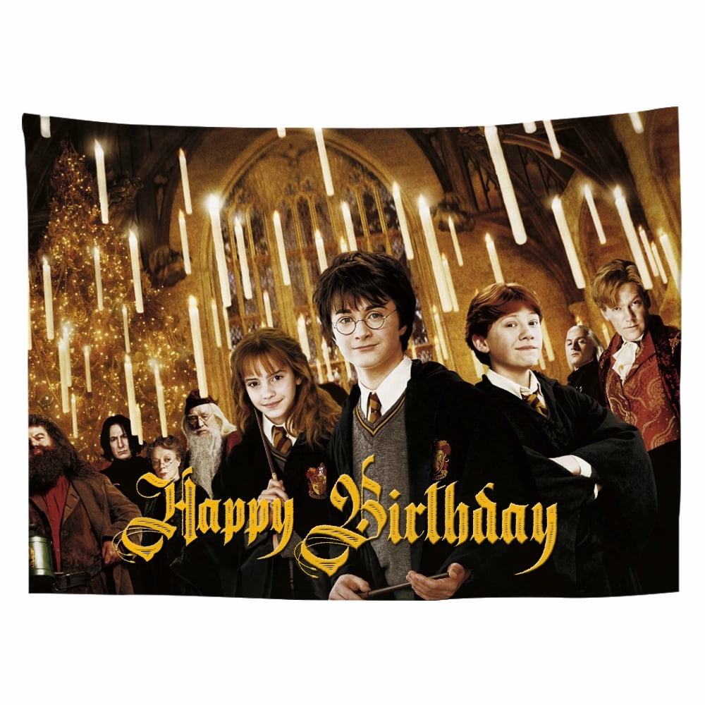 Harry Potter Happy Birthday Backdrop Banner Balloons Cake Decoration (7FT X  5FT) : : Home & Kitchen