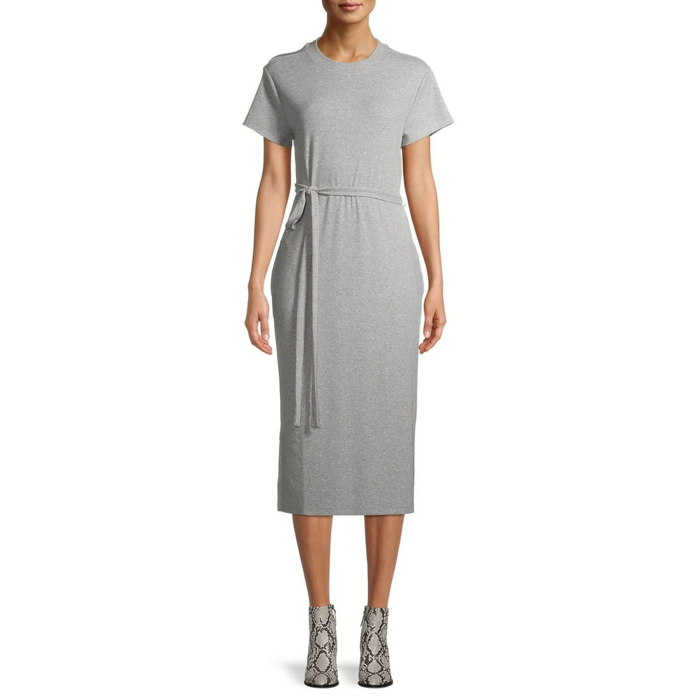 Time and Tru - Time and Tru Women's Knit Midi Dress with Belt - Walmart ...
