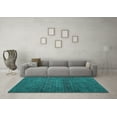 thumbnail image 3 of Ahgly Company Machine Washable Indoor Round Abstract Turquoise Blue Modern Area Rugs, 3' Round, 3 of 4