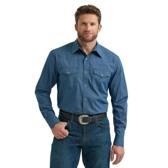 Wrangler Mens 20X Blue Print Shirt