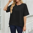 thumbnail image 4 of Womens Tops Summer Short Sleeve T Shirt Casual Crew Neck Trendy Fitted Tshirt Trendy Clothes, 4 of 6