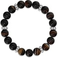 thumbnail image 3 of Natural Brown Agate 10mm Round Shape Smooth Cut Beads Stretchable Bracelet for Men & Women., 3 of 3