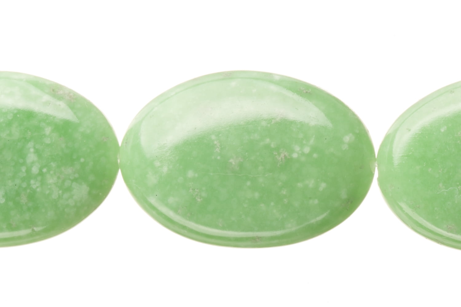 Flat Fine Jade Oval Beads Semi Precious Gemstones Size 26x18mm Crystal
