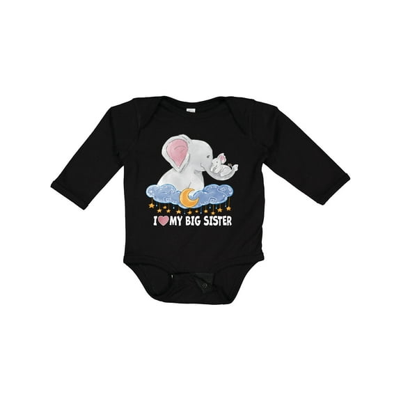 Inktastic I Love My Big Sister Cute Elephants with Moon and Stars Boys or Girls Long Sleeve Baby Bodysuit