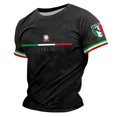 thumbnail image 2 of ZHOGXU Male T Shirt Italy Short Sleeve Round Neck Graphic Print Breathable Comfortable Patriotic Top For Celebration,Black,S, 2 of 4