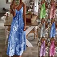 thumbnail image 3 of Robe Boho à Bretelles Spaghetti Florale Vintage Imprimé Floral Sans Manches Longue Maxi Robes Été Plage Vacances Robe d'Été (Vert, P), 3 of 7