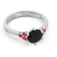 thumbnail image 3 of 2.15 Ct Stunning Round Cut Black Onyx & Red Ruby Gemstone Wedding Ring for Women Solid 14K White Gold Size 3.5 by Diamond-Capitals, 3 of 7