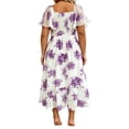 thumbnail image 4 of Erwazi Summer Dresses for Women Print Square Neck Short Sleeve A Line Dress Trendy Casual Style for Daily Wear Outdoor Activities Relaxed Daily Look Dresses, 4 of 6