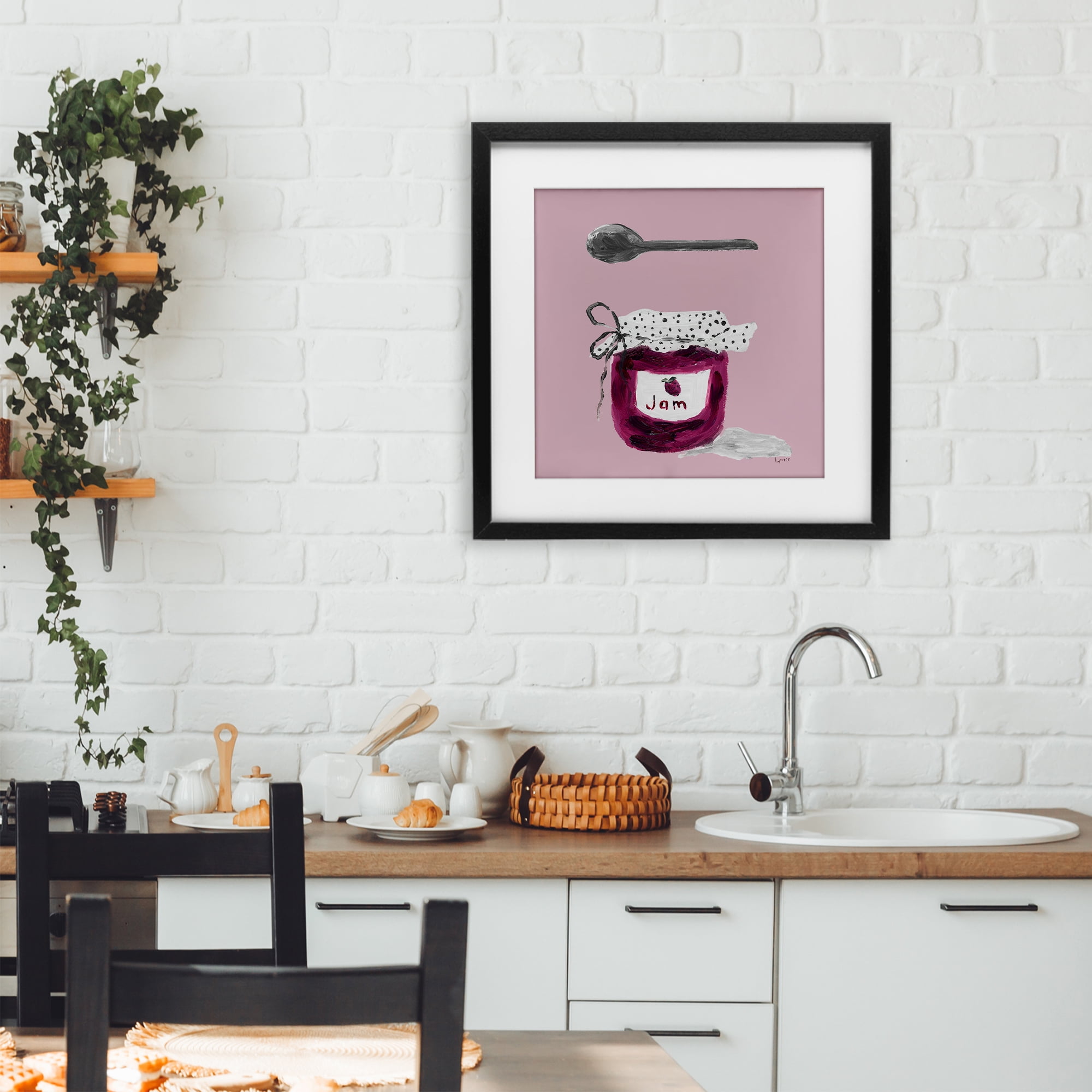 Stupell Industries Jam Jar over Blush Black Framed Print Under Glass, design by Lucille Price