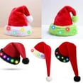 thumbnail image 2 of LED Light Up Christmas Hat Long Plush Santa Hats with Flashing Lights for Kids Adults New Year Festive Holiday Party Supplies, 2 of 9