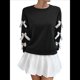 thumbnail image 3 of Blusa de Larga con Lazo Y2K para Mujer - Cuello Redondo Rojo con Lazo Navideño y de Año - Camisa Holgada Extragrande Negro S, 3 of 10