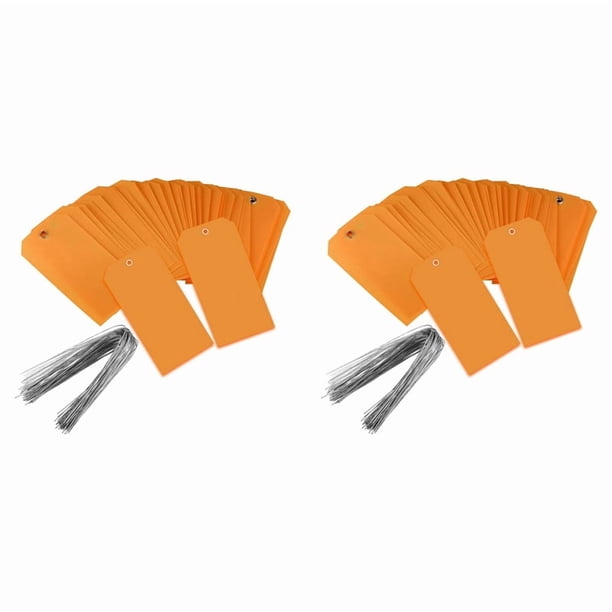 200 Piezas de Etiquetas de EnvíO de PláStico de 4 3/4 Pulgadas X 2 3/8 Pulgadas con Cables Etiquetas de Etiquetado en Etiquetas Colgantes Impermeables (Naranja)