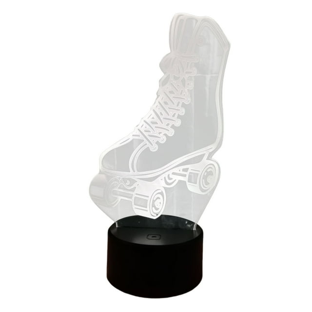 uhnmki Roller Skates 3D Night Light Table Desk Lamp With 7 Colors Optical USB LED Night Light For Kids Room Decoration