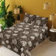 thumbnail image 2 of Ambesonne Rose Fitted & Flat Sheet with Sham 3 Pcs Set, Retro Effect Romantic Floral, Twin, Brown and Umber, 2 of 5