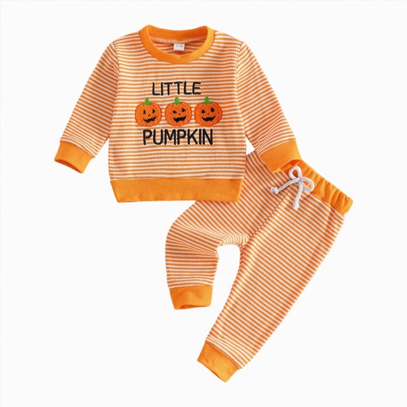 mgoYE Toddler Baby Boy Clothes Infant Fall Winter Outfit Long Sleeve Pant Top Set Waffle Sweatshirt