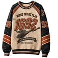 thumbnail image 3 of Hearthz Halloween Sweatshirt Night Flight Club 1692 Vintage Graphic Sweatshirt for Women Retro Spooky Season Pull Over Sweaters Womens Crew Neck Sweatshirts Women, 3 of 5