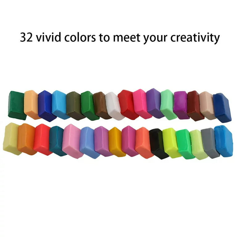 32 Colors Small Block Polymer Clay Set Oven Bake Clay Non-Toxic Molding DIY  Clay for Kids, Artists (Softer) 