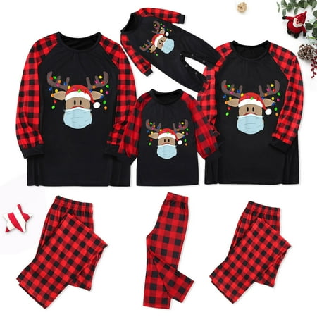 

Judty Parent-Child Baby Sets Parent-Child Warm Christmas Set Plaid Cute Printed Home Wear Pajamas Baby Jumpsuit Romper