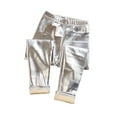 thumbnail image 3 of Godderr Toddler Boys Girls Fall Winter Fleece Leggings Padded Tights Pants for Kids Baby Gold Silver Color Bottoming Trousers 1-10 Years Gold, 3 of 9