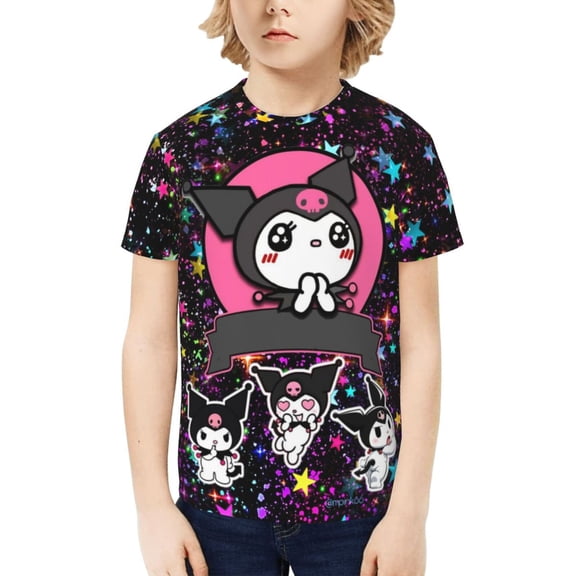 Sanrio Kuromi Kids T-Shirt 3d Printed Graphic T-Shirts Boys And Girls Short Sleeve Shirts For Youth Kids X-Small