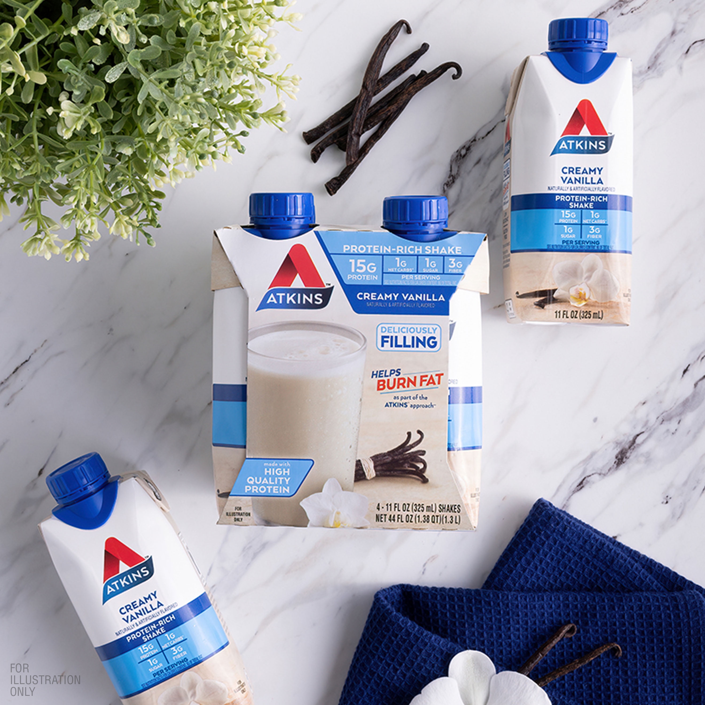 (3 pack) Atkins Protein Shake, Creamy Vanilla, Keto Friendly, Gluten Free, 4 Ct (Ready to Drink)