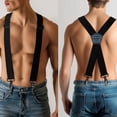 thumbnail image 3 of KAMBERFT Black Heavy Duty X-Back Suspenders for Men, 1.4 inch Wide Adjustable Elastic Straps, 3 of 5