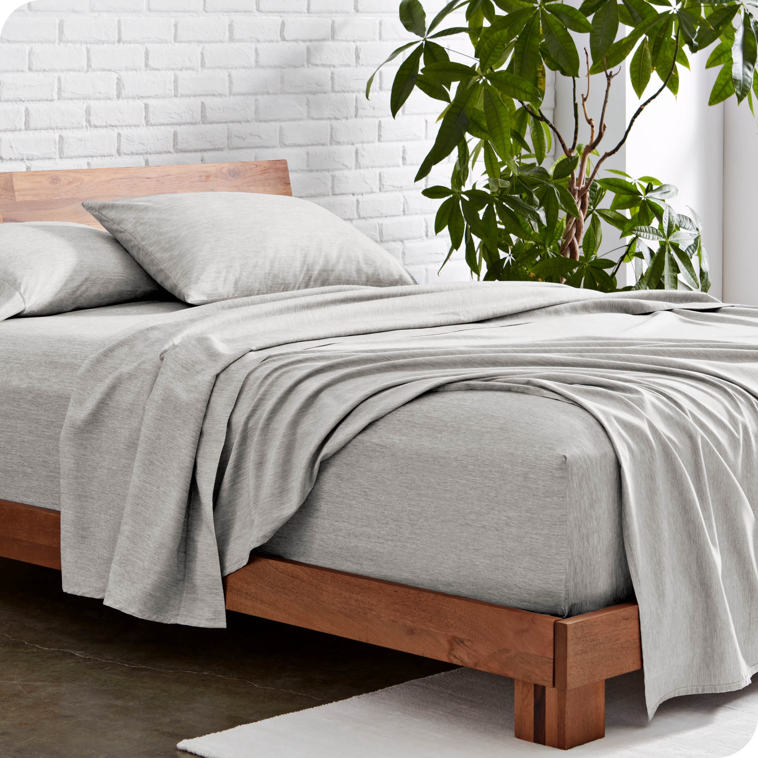 Bare Home Heathered Pewter Cationic Microfiber Sheet Set, Wrinkle Resistant, Deep Pocket, Twin XL