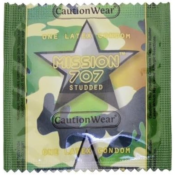 Caution Wear Mission 707 Studded Condoms 12-Pack