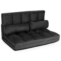 Giantex Foldable Floor Sofa, 6-Position Adjustable Lounge Couch w/2 Pillows, Modern Mattress Video Gaming Lazy Man Suede Floor Seating Sofa for Bedroom, Living Room, Black