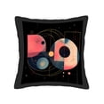 thumbnail image 4 of Set of 2 18x18in Throw Pillow Covers with Abstract Overlapping Circles in Pink Blue and Orange on Black Gold Accents Modern Design, 4 of 8