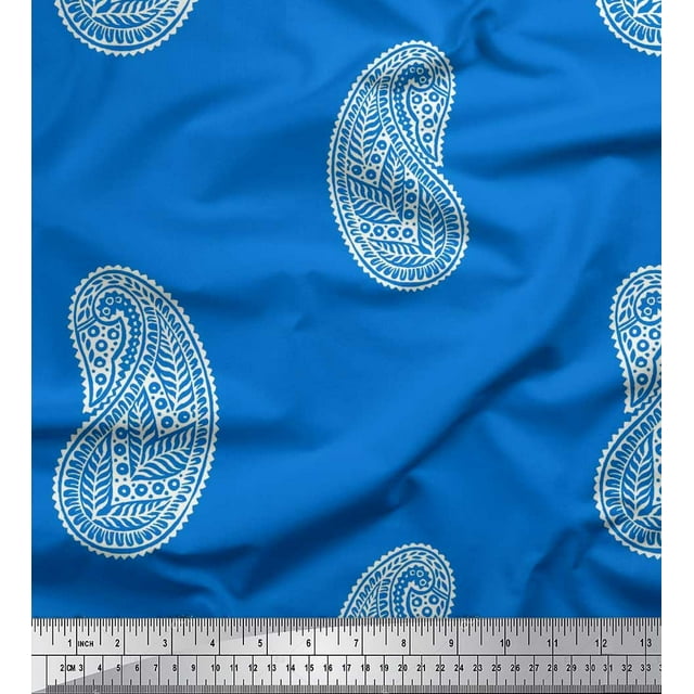 Soimoi Viscose Chiffon Fabric Paisley Block Print Fabric by Yard 42 Inch Wide