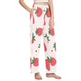 thumbnail image 2 of Dailycode Women's Pajama Pants Wide Leg Lounge Pj Bottoms With Pockets Cartoon Strawberry, 2 of 7