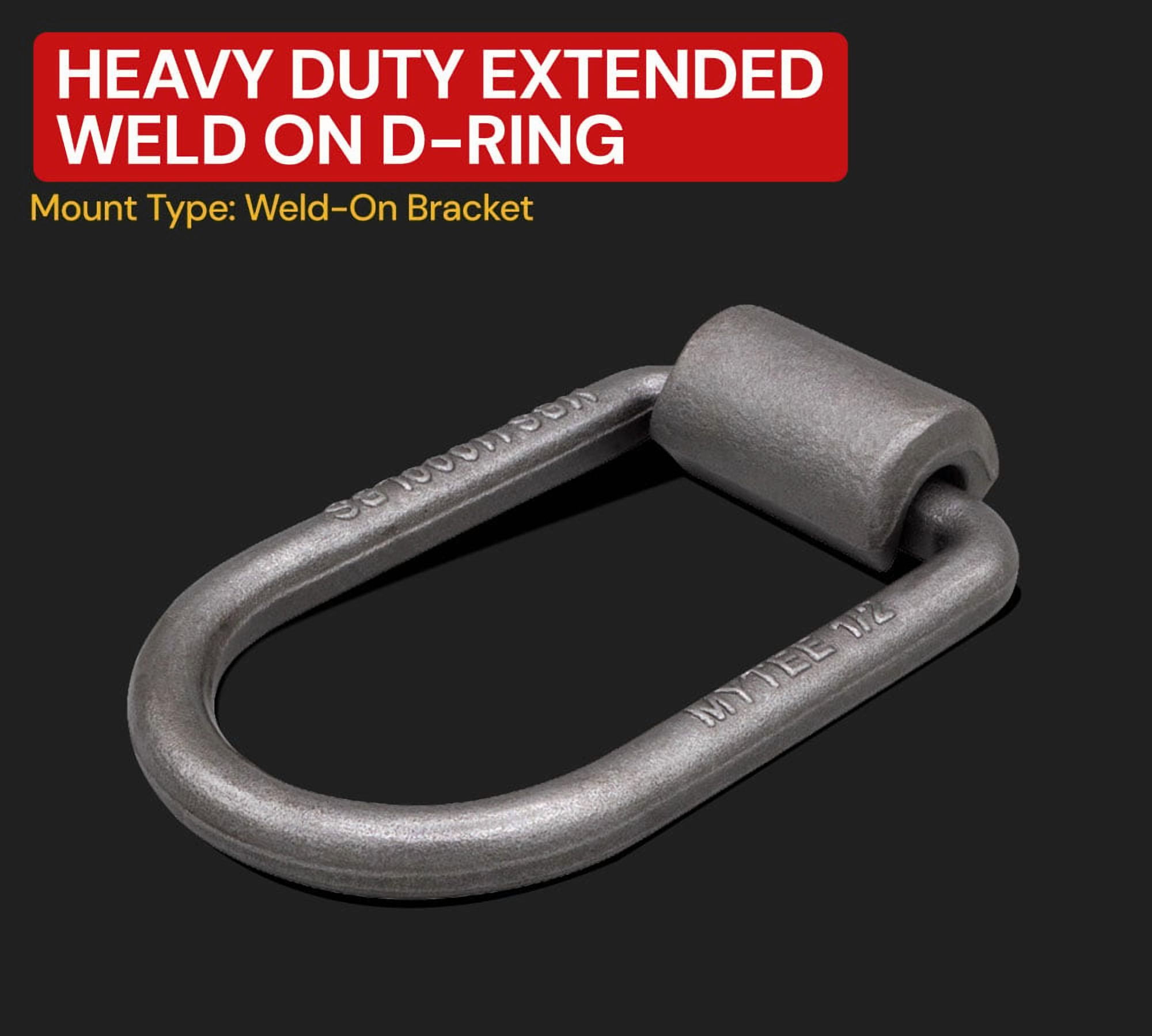 8 pack 1/2" Heavy Duty Weld-On Extended Forged D Ring w/ Mounting Brackets - 11000 lbs Bracking Strength - Tie Down Anchor D-Ring for Trailer, Truck Cargo, RV, ATV Tiedowns