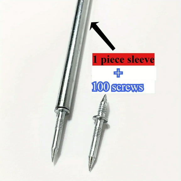 100 PCS Double-Head Skirting Nails with Sleeve Tool – 2-Sided Invisible Trim Pins for Baseboards, Moldings & Wall Panels, DIY-Friendly, Strong & Durable