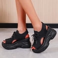 thumbnail image 2 of Black Ladies Round Toe Thick Bottom Sports Beach Sandals Summer Vacation Casual Versatile Breathable Comfortable Slip On For Outdoor Use Size 37, 2 of 8