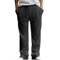 thumbnail image 2 of Blmnix Palazzo Men's Pants Corduroy Pants Low Rise Comfy Pants Baggy Jean Gray Long Straight-Leg Summer Pants for Men,XXXL, 2 of 9