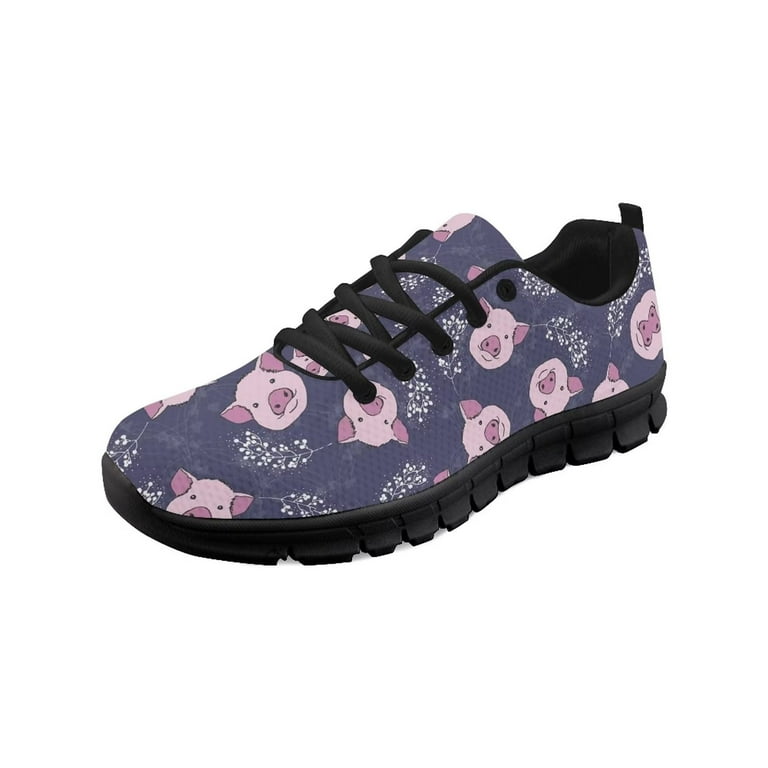 Renewold Pigs Sneaker Ladies Trainers Lace Up Comfort Gym Sports Fitness Running Shoes for Womens Mens Size US 8.5