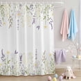 thumbnail image 2 of Shower Curtain Purple White Flowers Shower Curtains for Bathroom Decor, Waterproof Polyester Shower Curtain Set with Hooks, Extra Long 72" x 78" Floral Leaf, 2 of 9