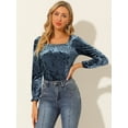 thumbnail image 3 of INSPIRE CHIC Blouse en Velours à Col Carré et Manches Longues pour Femmes, 3 of 6