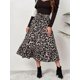 thumbnail image 4 of Falda elástica con dobladillo con volantes y estampado de leopardo de cintura alta para mujer Falda midi plisada larga y fluida elegante, 4 of 4