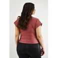 thumbnail image 3 of Blusa de satin cuello V Roman Fashion /Tallas Extras, 1836 (Palo de rosa) rosa 36, 3 of 6