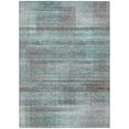 thumbnail image 2 of 9' X 12' Teal Blue Gray And Charcoal Striped Washable Indoor Outdoor Area Rug, 2 of 5